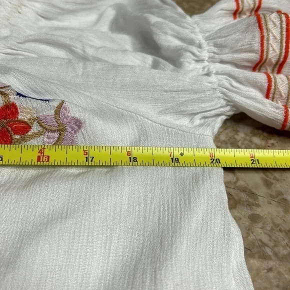 R.Vivimos crinkle embroidered,balloon sleeve dress, off shoulders,coastal,boho - Picture 8 of 13